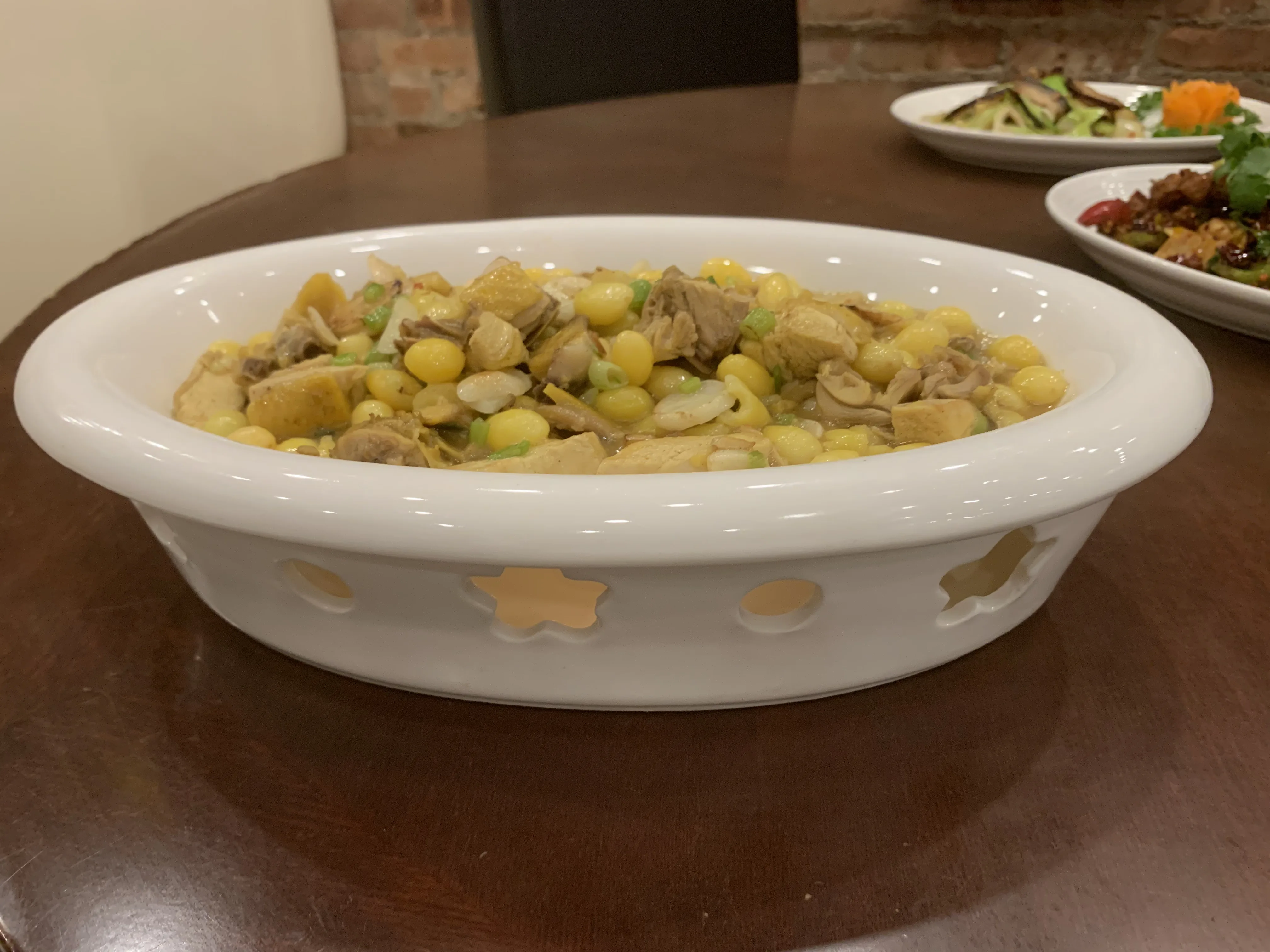 Braised dish with panda-shaped garnish