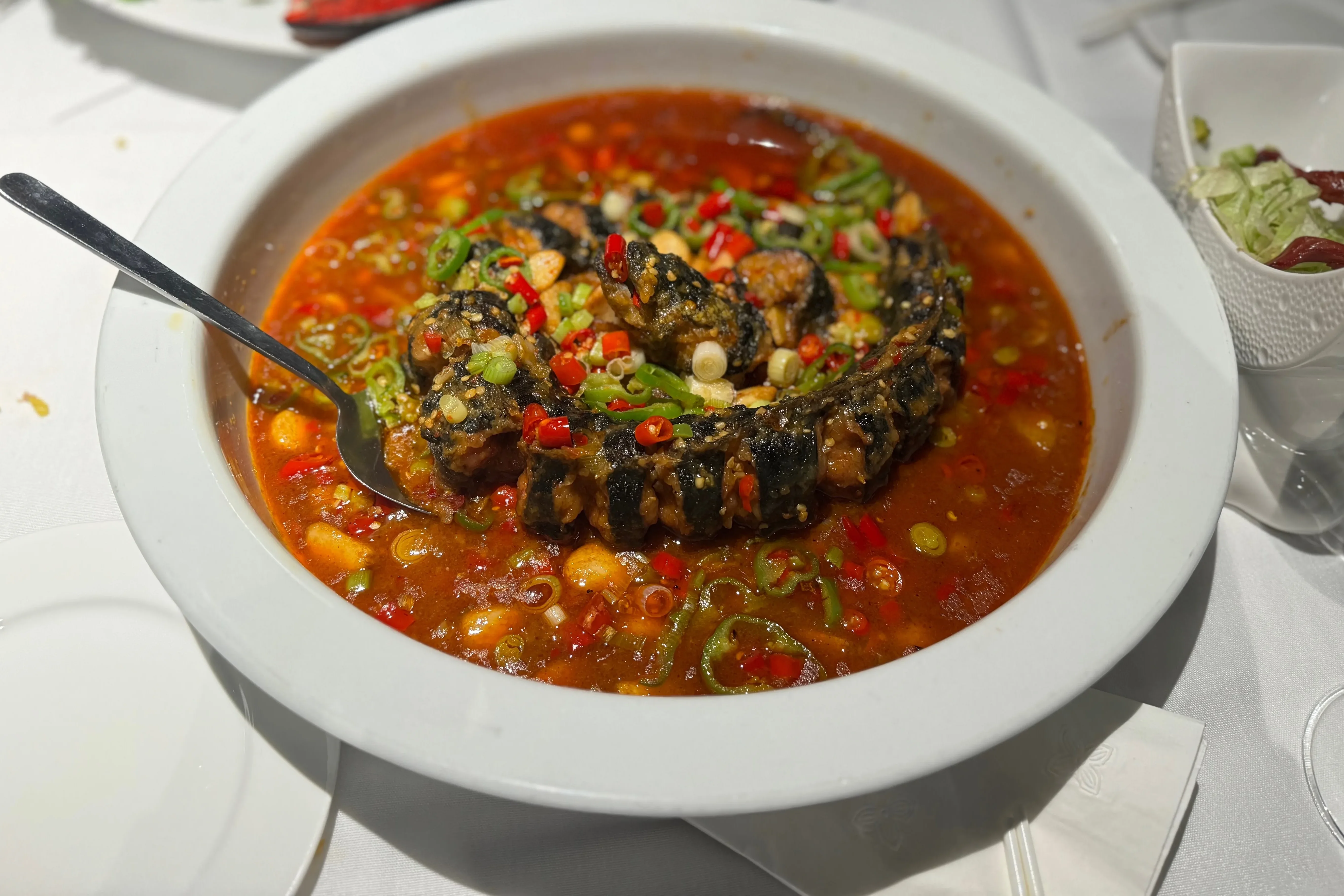Whole braised eel in Sichuan chili sauce
